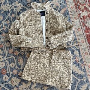 Crewcuts Girls' size L (10-11)  Leopard Print Denim Jacket and Skirt Set